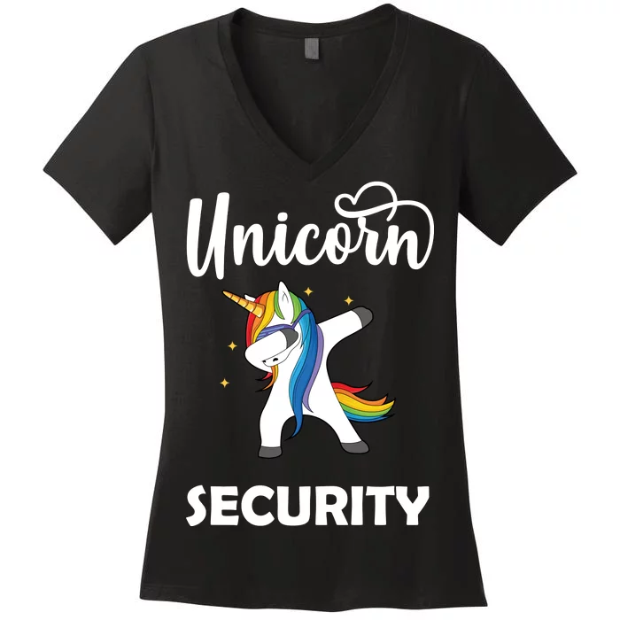 Dabbing Unicorn Security Women's V-Neck T-Shirt