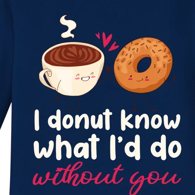 Donut And Coffee Cute Couple Love Pun Funny Valentine's Day Cute Gift Baby Long Sleeve Bodysuit