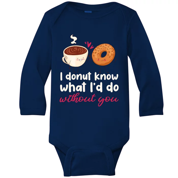 Donut And Coffee Cute Couple Love Pun Funny Valentine's Day Cute Gift Baby Long Sleeve Bodysuit