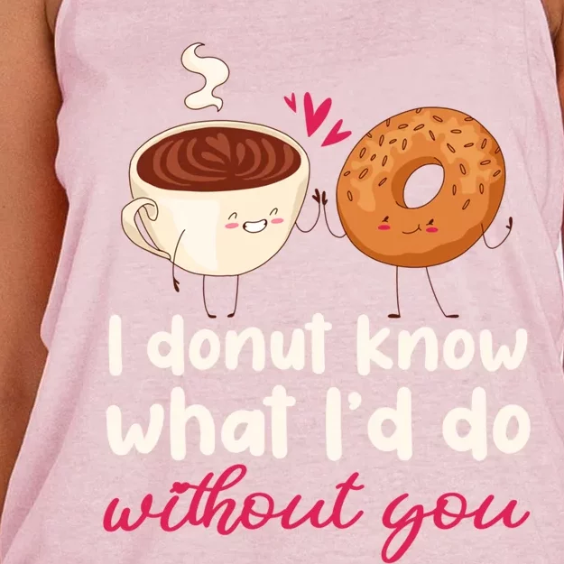 Donut And Coffee Cute Couple Love Pun Funny Valentine's Day Cute Gift Women's Knotted Racerback Tank