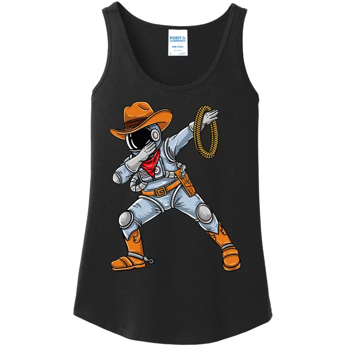 Dabbing Astronaut Cowboy Space Halloween Ladies Essential Tank