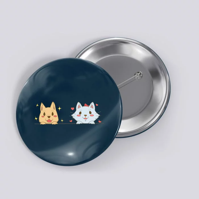 Dog And Cat Cute Animal Lover Button