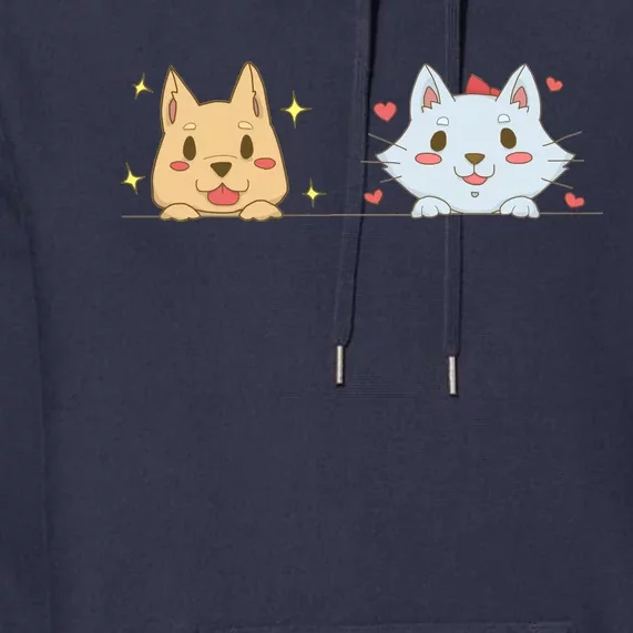 Dog And Cat Cute Animal Lover Premium Hoodie