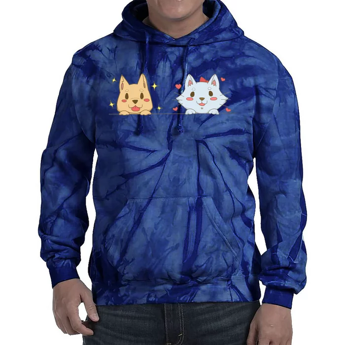 Dog And Cat Cute Animal Lover Tie Dye Hoodie