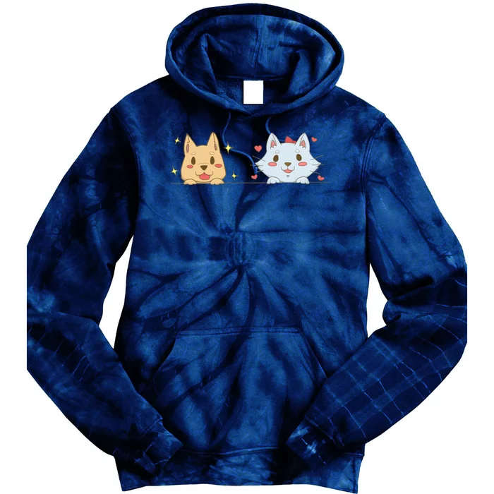 Dog And Cat Cute Animal Lover Tie Dye Hoodie