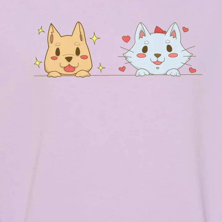 Dog And Cat Cute Animal Lover Garment-Dyed Sweatshirt