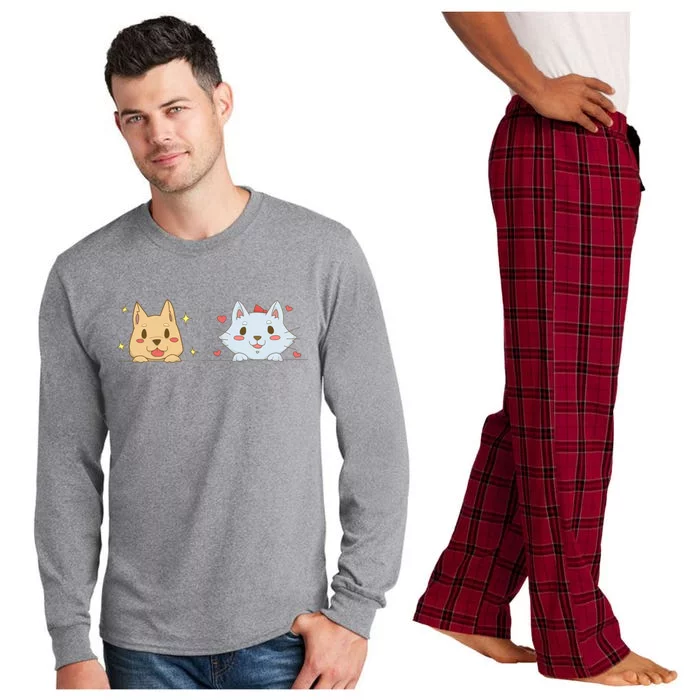 Dog And Cat Cute Animal Lover Long Sleeve Pajama Set