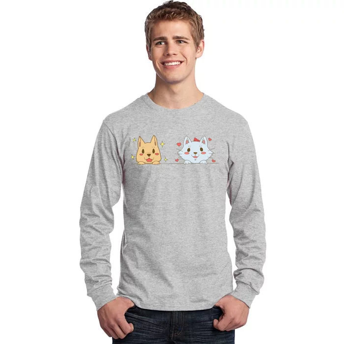 Dog And Cat Cute Animal Lover Tall Long Sleeve T-Shirt