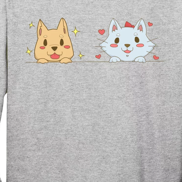 Dog And Cat Cute Animal Lover Tall Long Sleeve T-Shirt