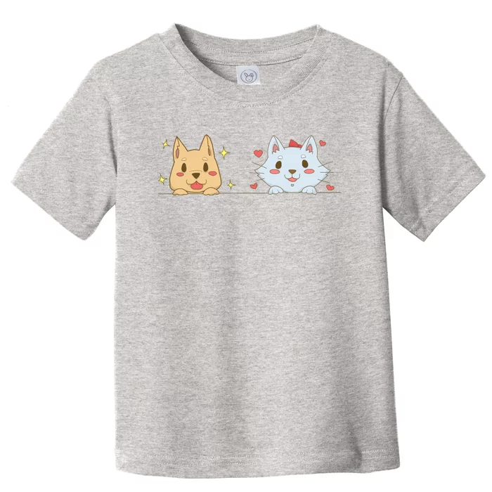 Dog And Cat Cute Animal Lover Toddler T-Shirt