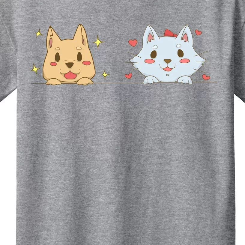 Dog And Cat Cute Animal Lover Kids T-Shirt