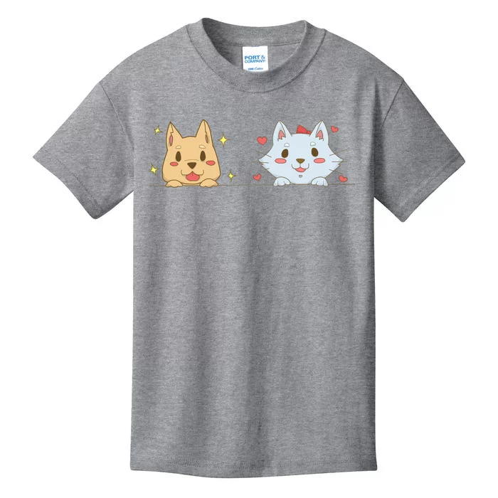 Dog And Cat Cute Animal Lover Kids T-Shirt