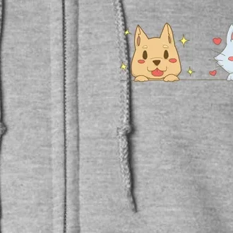 Dog And Cat Cute Animal Lover Full Zip Hoodie