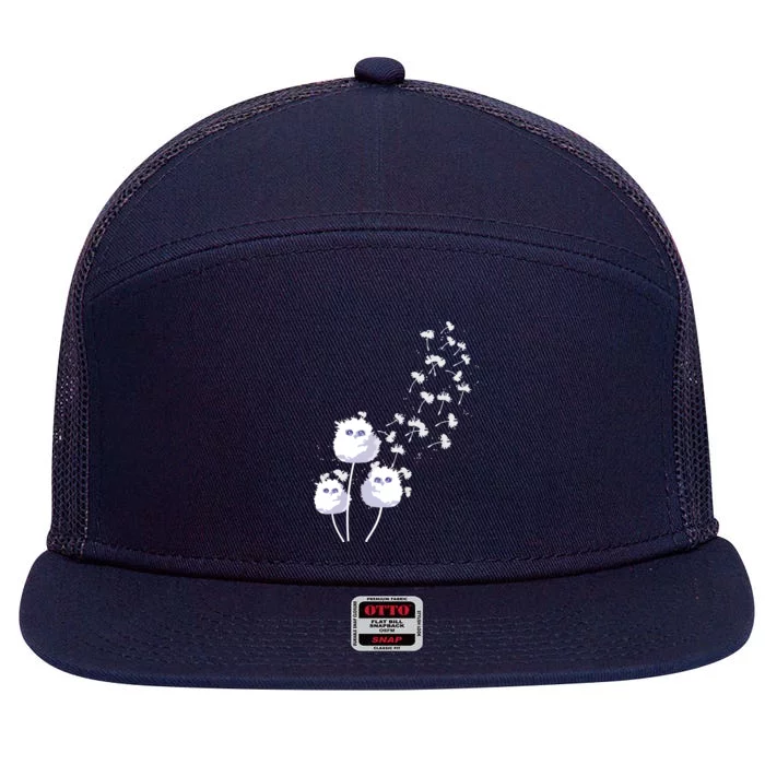 Dandelion And Cute Owls | Owl Lover 7 Panel Mesh Trucker Snapback Hat