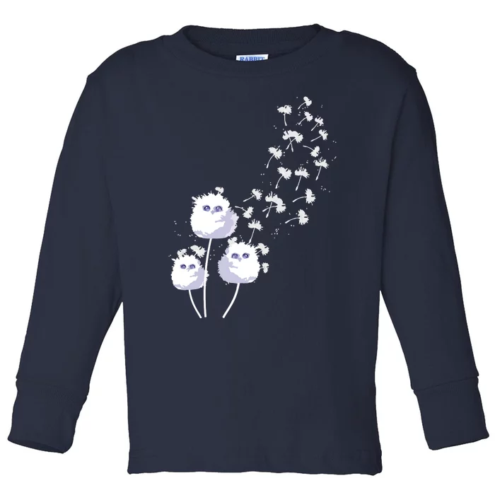 Dandelion And Cute Owls | Owl Lover Toddler Long Sleeve Shirt