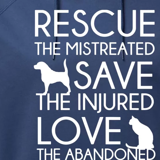 Dog And Cat Lovers Rescue Save Love Animal Rescue Performance Fleece Hoodie