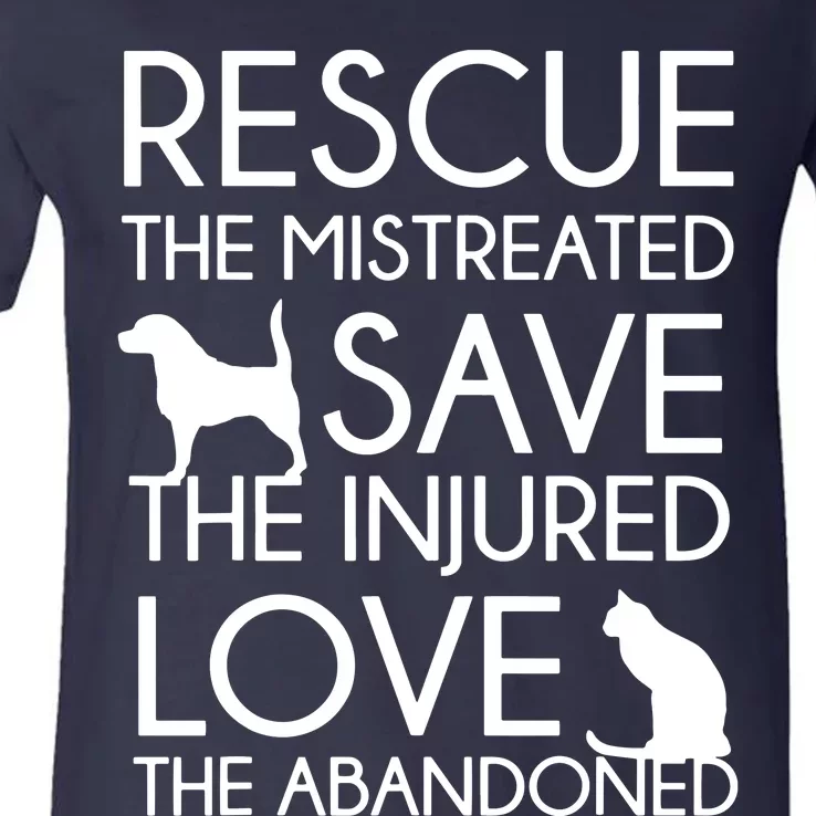 Dog And Cat Lovers Rescue Save Love Animal Rescue V-Neck T-Shirt