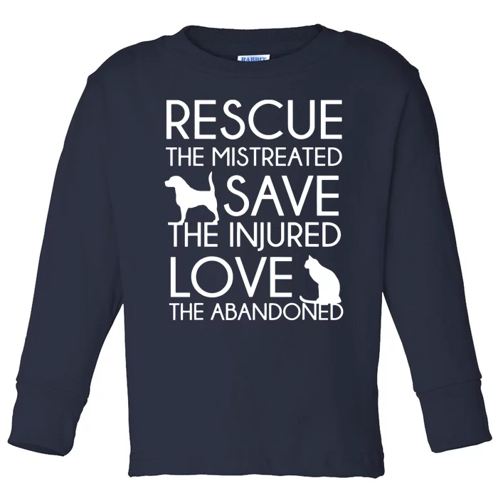 Dog And Cat Lovers Rescue Save Love Animal Rescue Toddler Long Sleeve Shirt