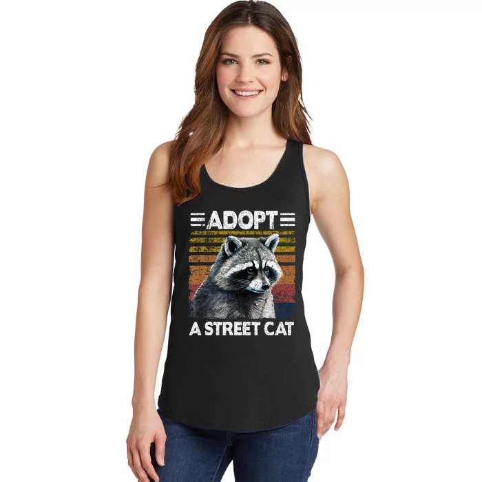 Dopt A Cat Watercolor Raccoon Ladies Essential Tank