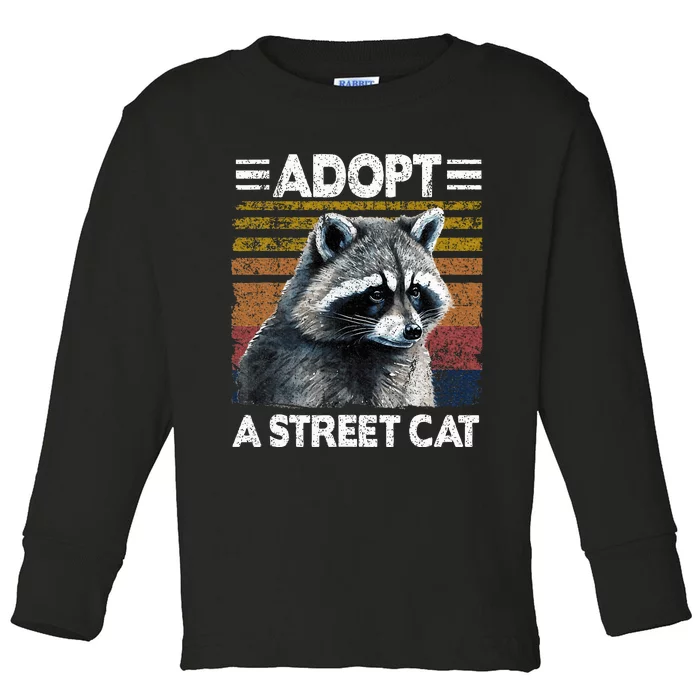 Dopt A Cat Watercolor Raccoon Toddler Long Sleeve Shirt