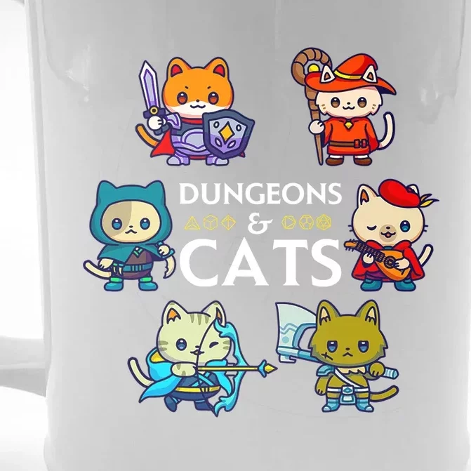 Dungeons And Cats RPG D20 Dice Nerdy Fantasy Gamer Cat Gift Front & Back Beer Stein