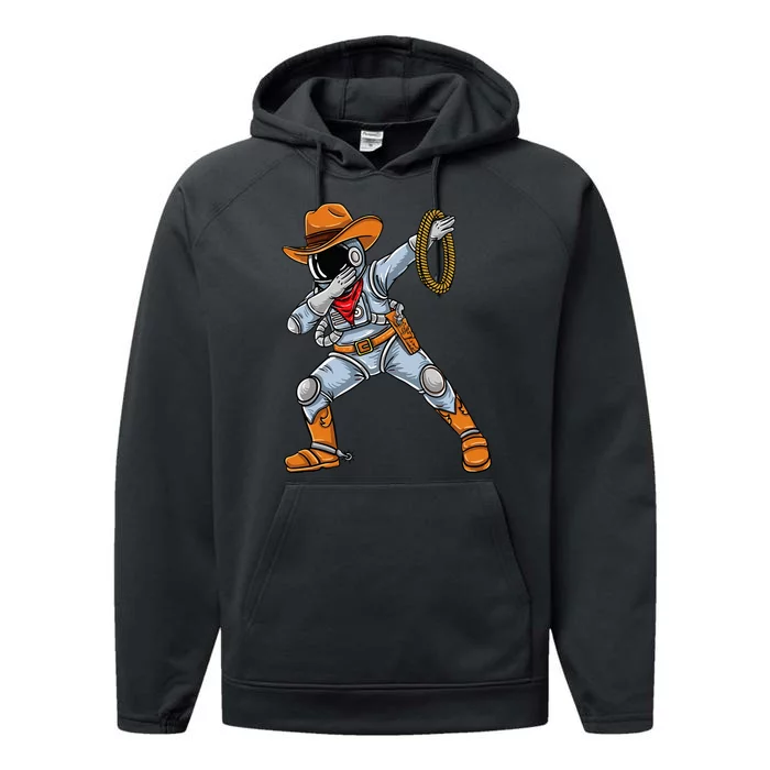 Dabbing Astronaut Cowboy Space Halloween Performance Fleece Hoodie