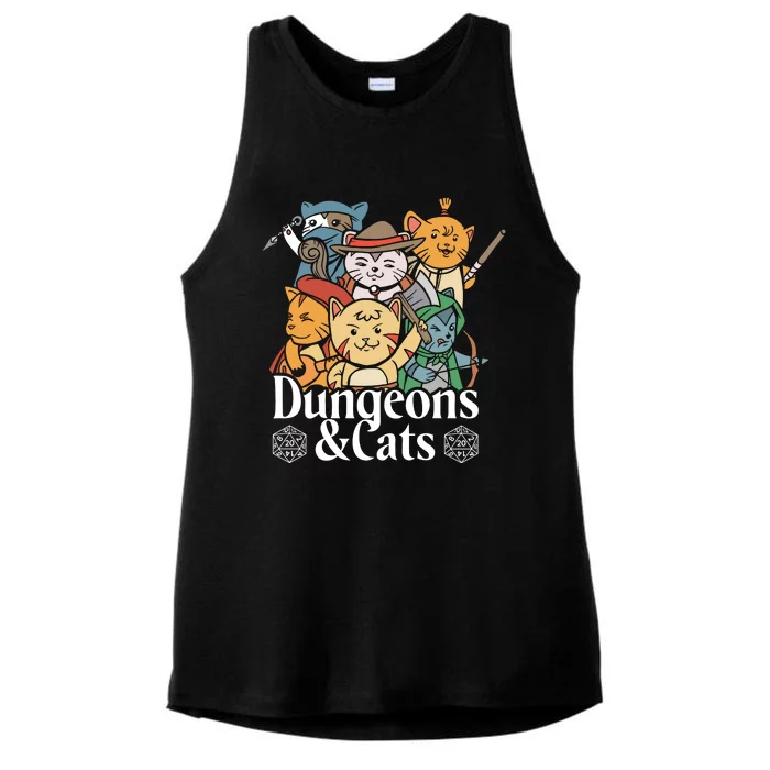 Dungeons And Cats Ladies Tri-Blend Wicking Tank