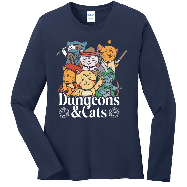 Dungeons And Cats Ladies Missy Fit Long Sleeve Shirt