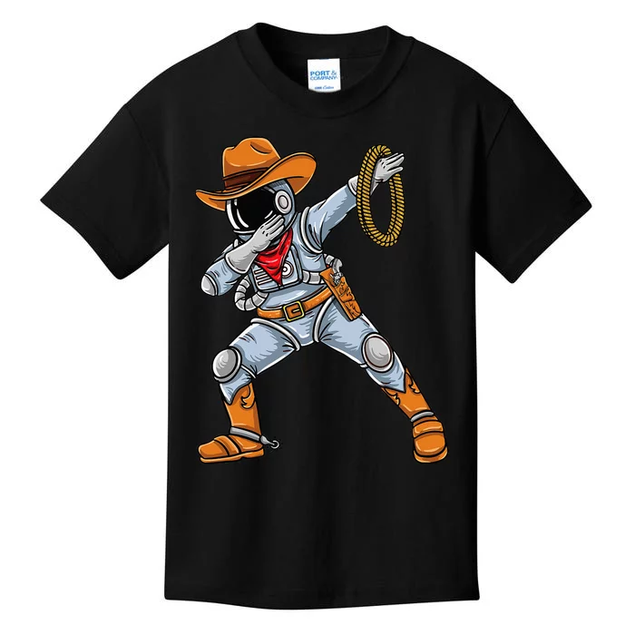 Dabbing Astronaut Cowboy Space Halloween Kids T-Shirt