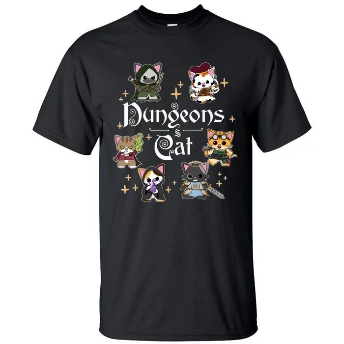 Dungeons And Cats Dungeon Master Cat Throwing Dice Tall T-Shirt