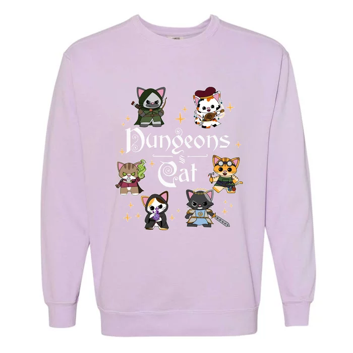 Dungeons And Cats Dungeon Master Cat Throwing Dice Garment-Dyed Sweatshirt