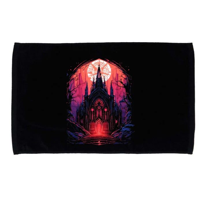 Dark Ancient Cathedral Gothic Architecture Goth Aesthetic Microfiber Hand Towel