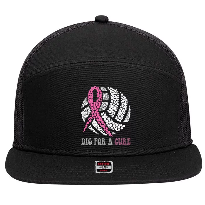 Dig A Cure Breast Cancer Awareness Volleyball Pink Out 7 Panel Mesh Trucker Snapback Hat