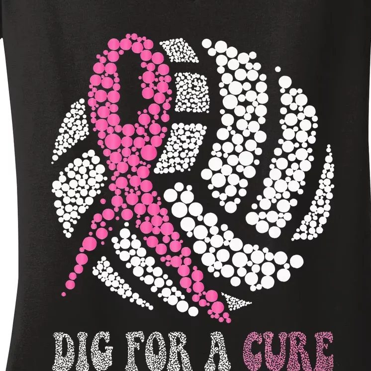 Dig A Cure Breast Cancer Awareness Volleyball Pink Out Women's V-Neck T-Shirt