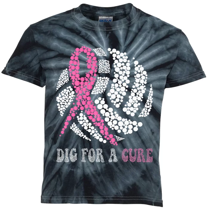 Dig A Cure Breast Cancer Awareness Volleyball Pink Out Kids Tie-Dye T-Shirt