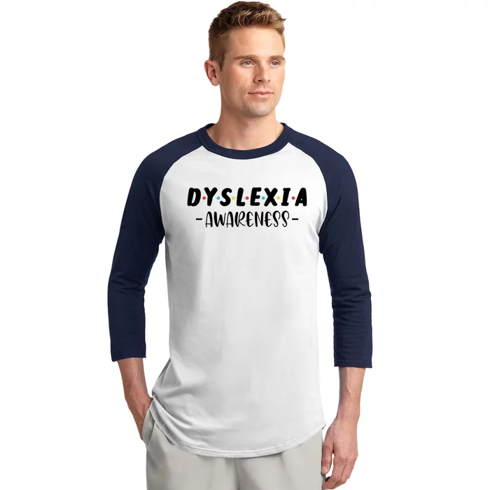 Dyslexia Awareness Celebrate Neurodiversity Support Gift Baseball Sleeve Shirt