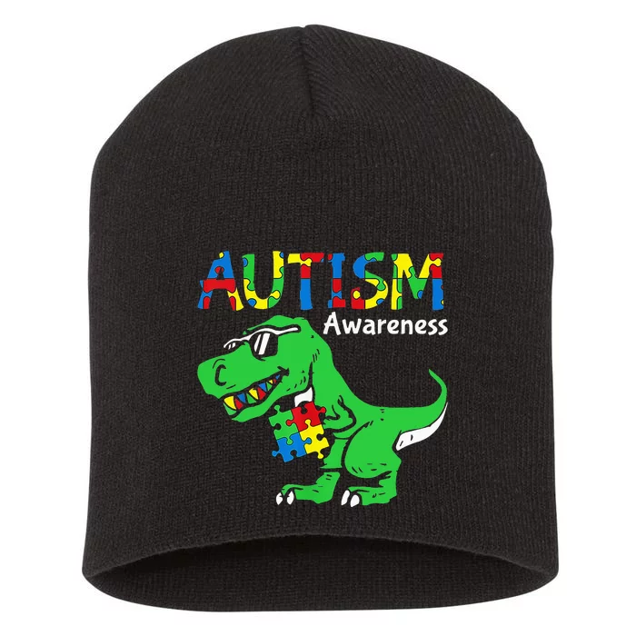 Dino Autistic Cute Dinosaur Autism Acceptance Short Acrylic Beanie