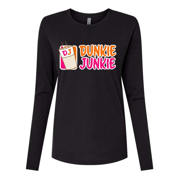 Donut And Coffee Lover Dunkie Junkie Womens Cotton Relaxed Long Sleeve T-Shirt