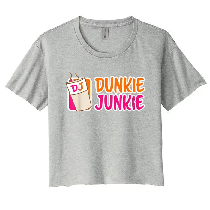 Donut And Coffee Lover Dunkie Junkie Short Sleeve Gift Women's Crop Top Tee