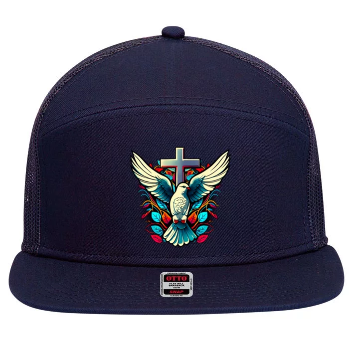 Dove And Cross 7 Panel Mesh Trucker Snapback Hat