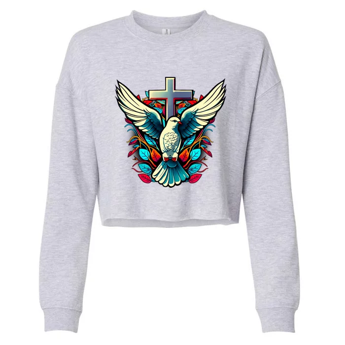 Dove And Cross Cropped Pullover Crew