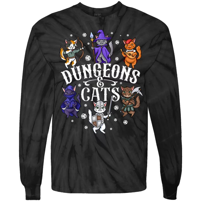 Dungeons And Cats Cat Gaming  Fantasy Gamer Tie-Dye Long Sleeve Shirt