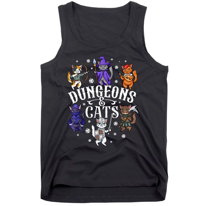 Dungeons And Cats Cat Gaming  Fantasy Gamer Tank Top