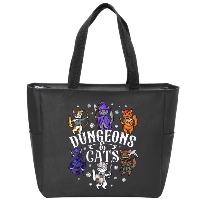 Dungeons And Cats Cat Gaming  Fantasy Gamer Zip Tote Bag