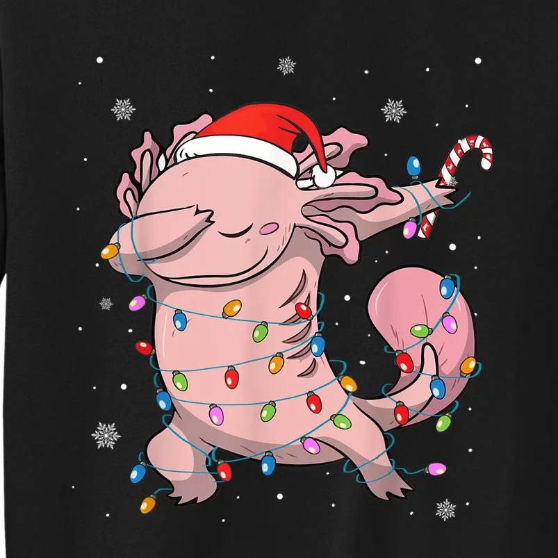 Dabbing Axolotl Christmas Lights Funny Xmas Gifts Boys Girls Tall Sweatshirt