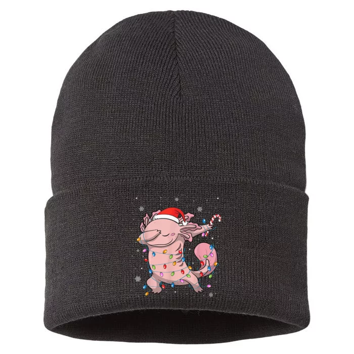 Dabbing Axolotl Christmas Lights Funny Xmas Gifts Boys Girls Sustainable Knit Beanie