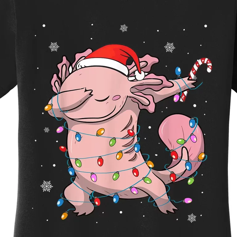 Dabbing Axolotl Christmas Lights Funny Xmas Gifts Boys Girls Women's T-Shirt