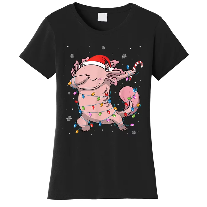 Dabbing Axolotl Christmas Lights Funny Xmas Gifts Boys Girls Women's T-Shirt