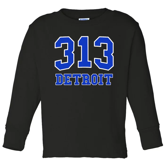 Detroit Area Code 313 Hometown Pride Classic Toddler Long Sleeve Shirt