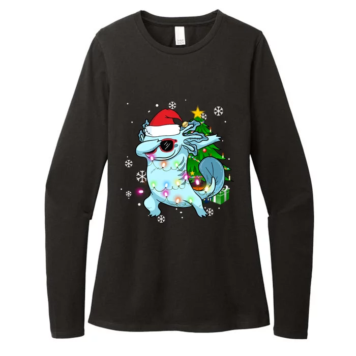 Dabbing Axolotl Christmas Tree Light Pajamas Gift Womens CVC Long Sleeve Shirt